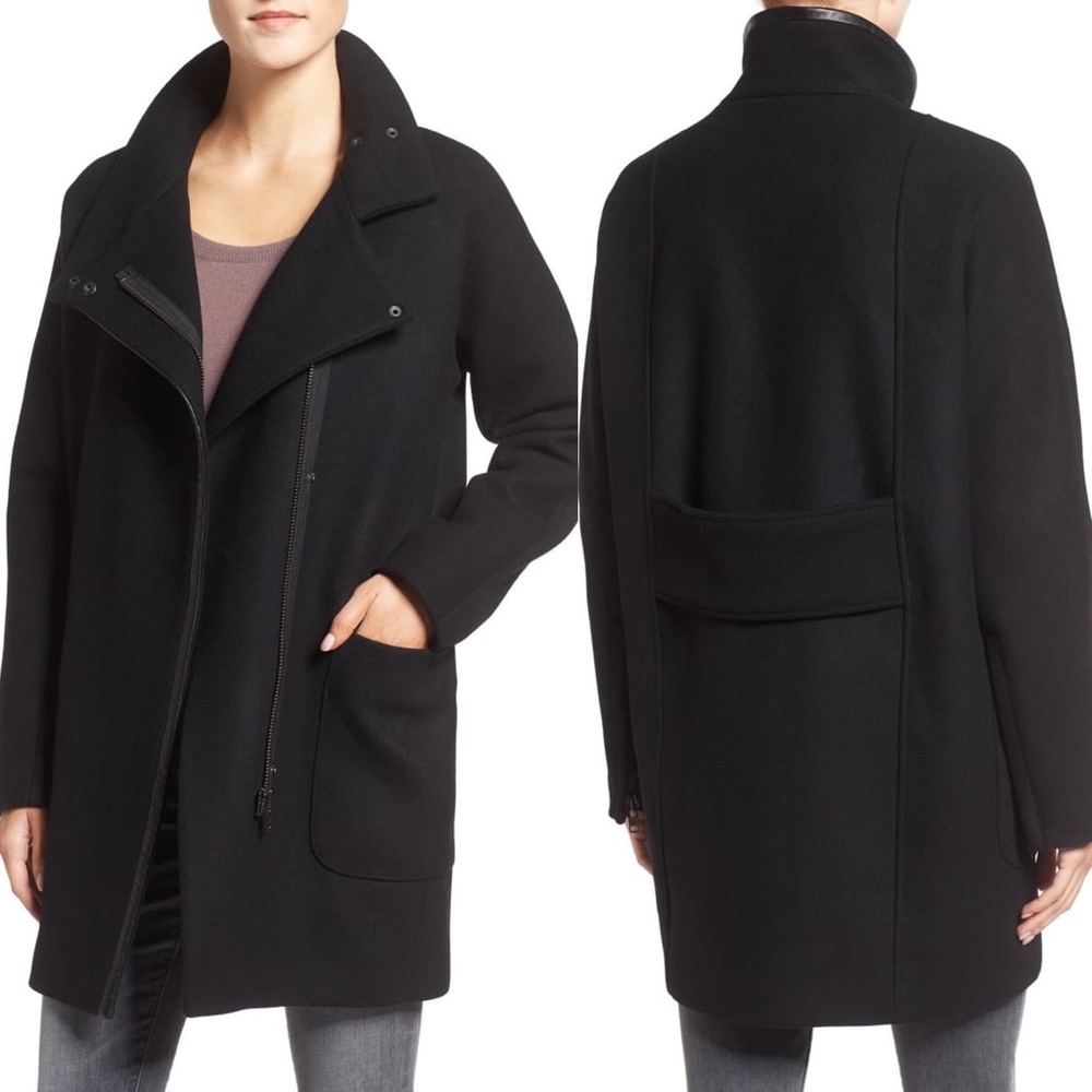 Madewell Black Wool City Grid Coat Size 8